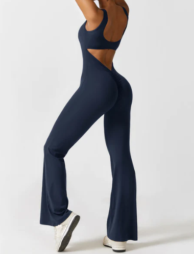 V-Back Flared Jumpsuit