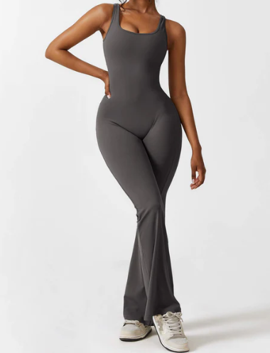 V-Back Flared Jumpsuit