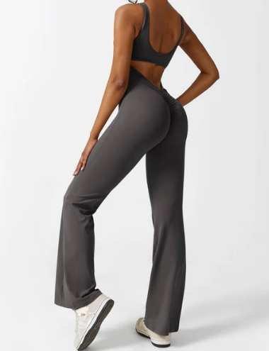 V-Back Flared Jumpsuit