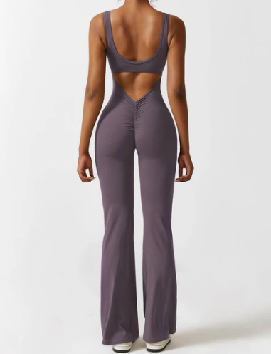 V-Back Flared Jumpsuit